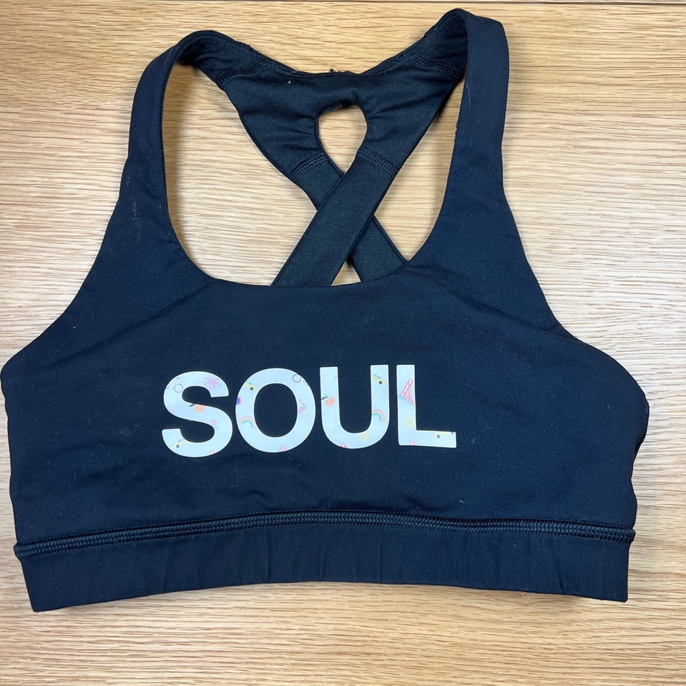 Lululemon X Soulcycle black sports bra size 4